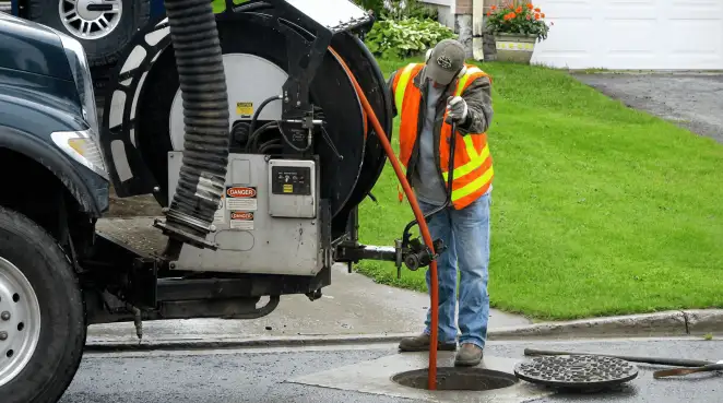 Technician using specialized drainage equipment for sewer line cleaning and foundation protection in Jersey City, NJ